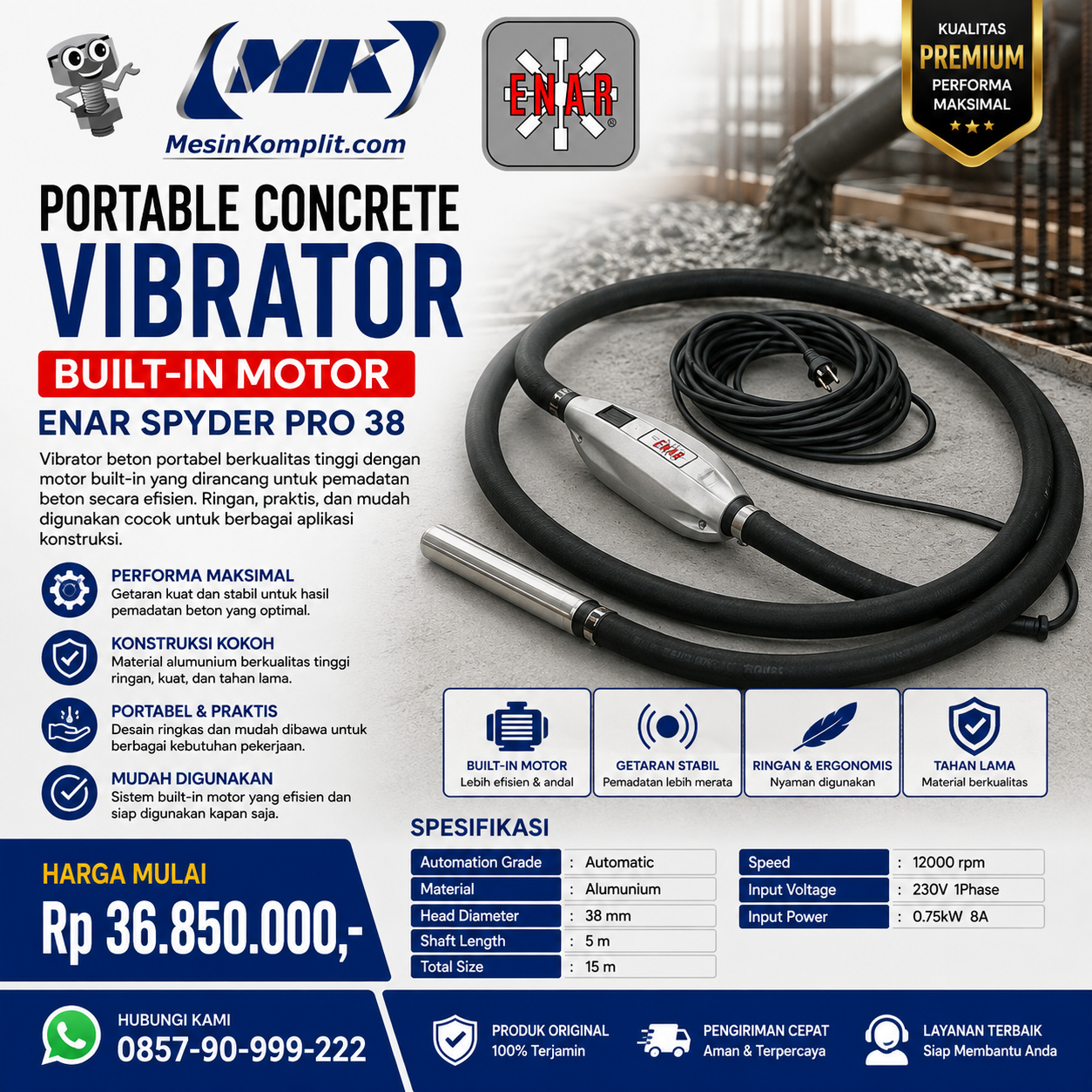 Poker Vibrator Kabel 10m ...